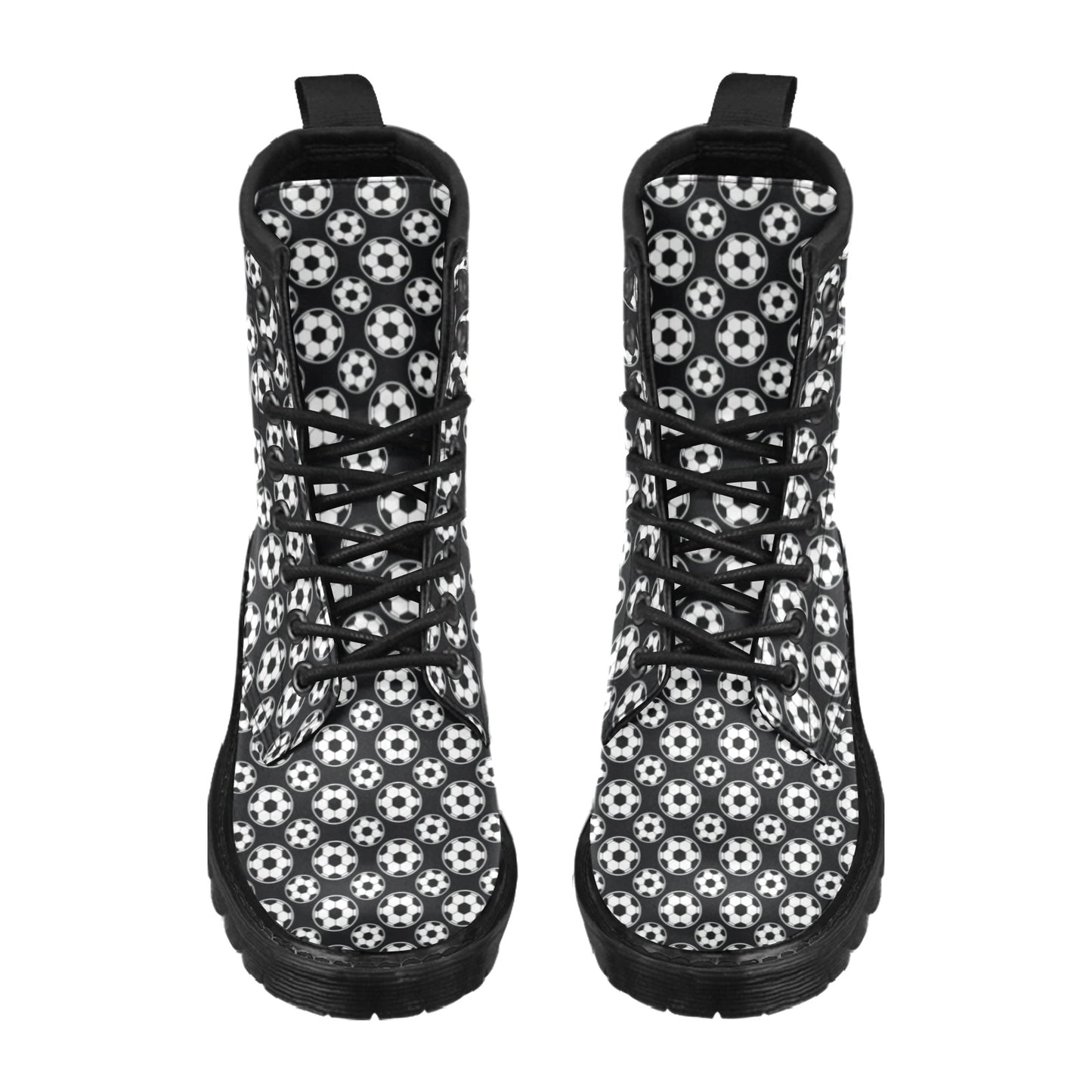 Soccer Ball Black Print Pattern Women's Boots