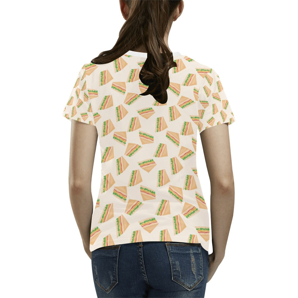 Sandwich Print Design LKS301 Women's T-shirt