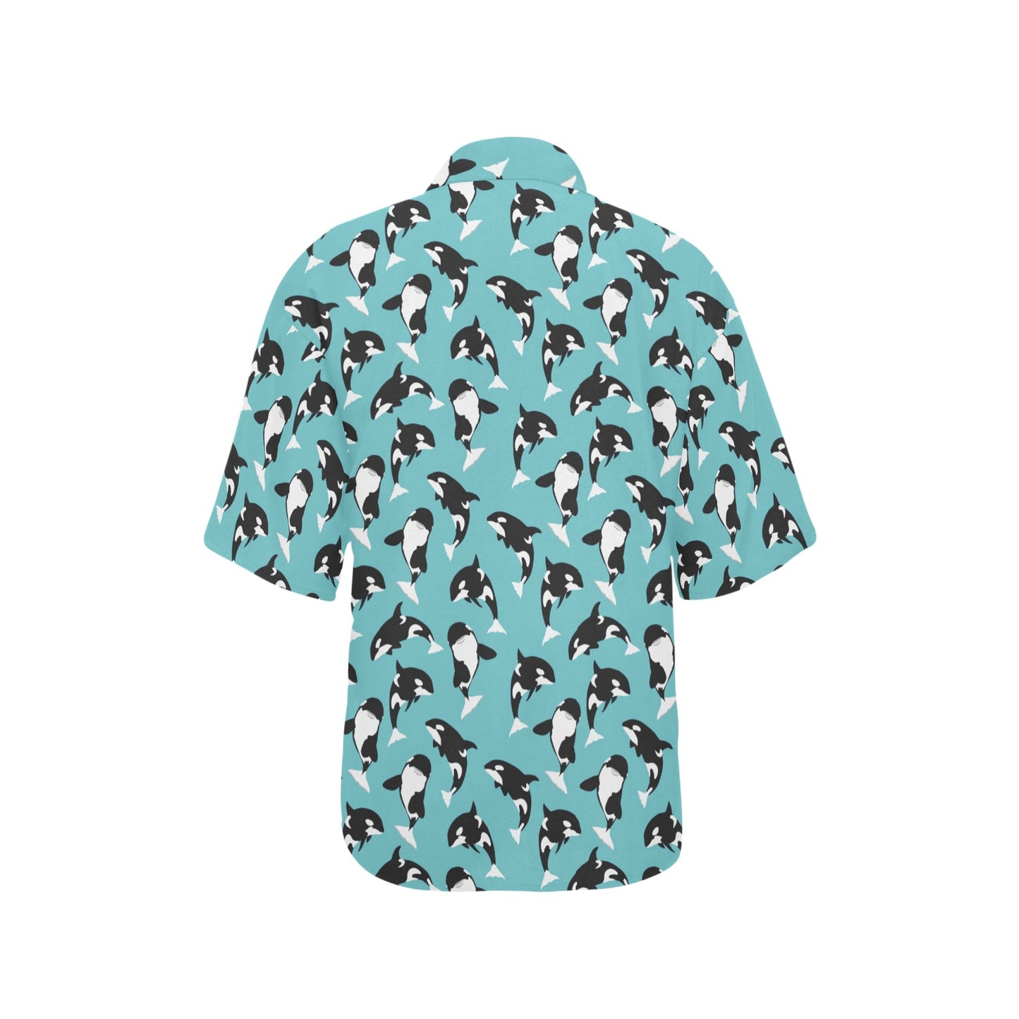 Whale Action Design Themed Print Women's Hawaiian Shirt