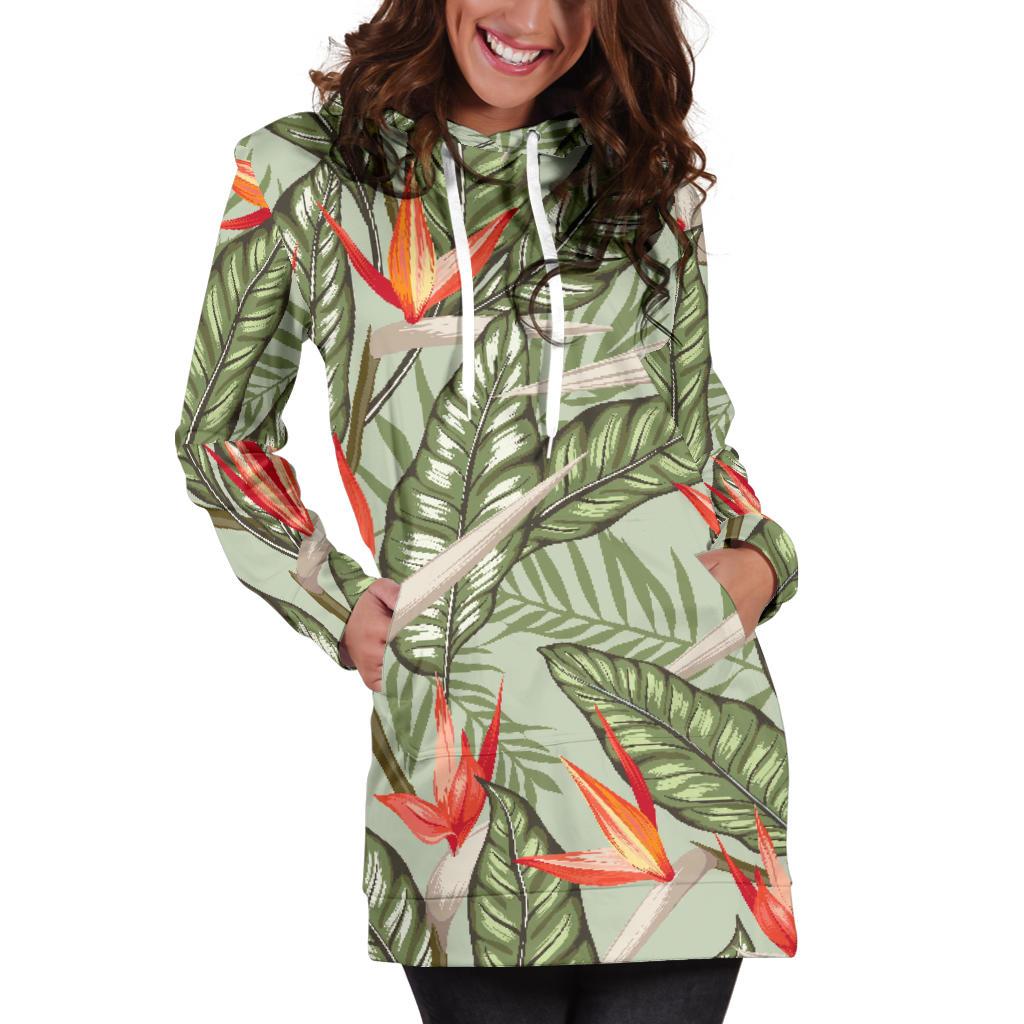 Bird Of Paradise Pattern Print Design BOP08 Women Hoodie Dress