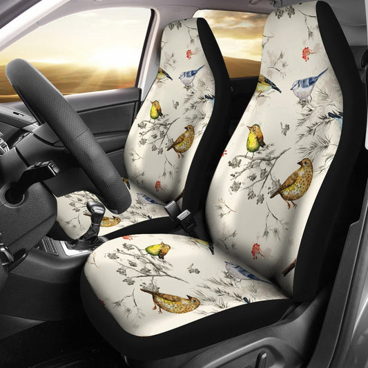 Bird Watercolor Design Pattern Universal Fit Car Seat Covers