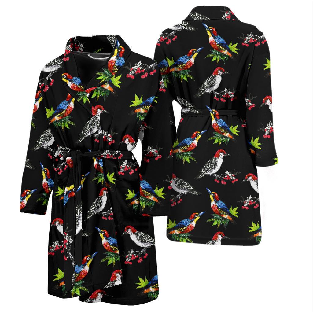 Birds Pattern Print Design 06 Men Bathrobe-JORJUNE.COM
