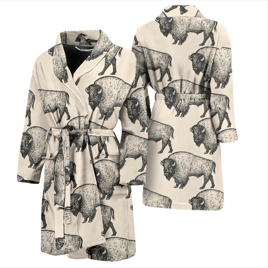 Bison Pattern Print Design 02 Men Bathrobe-JORJUNE.COM