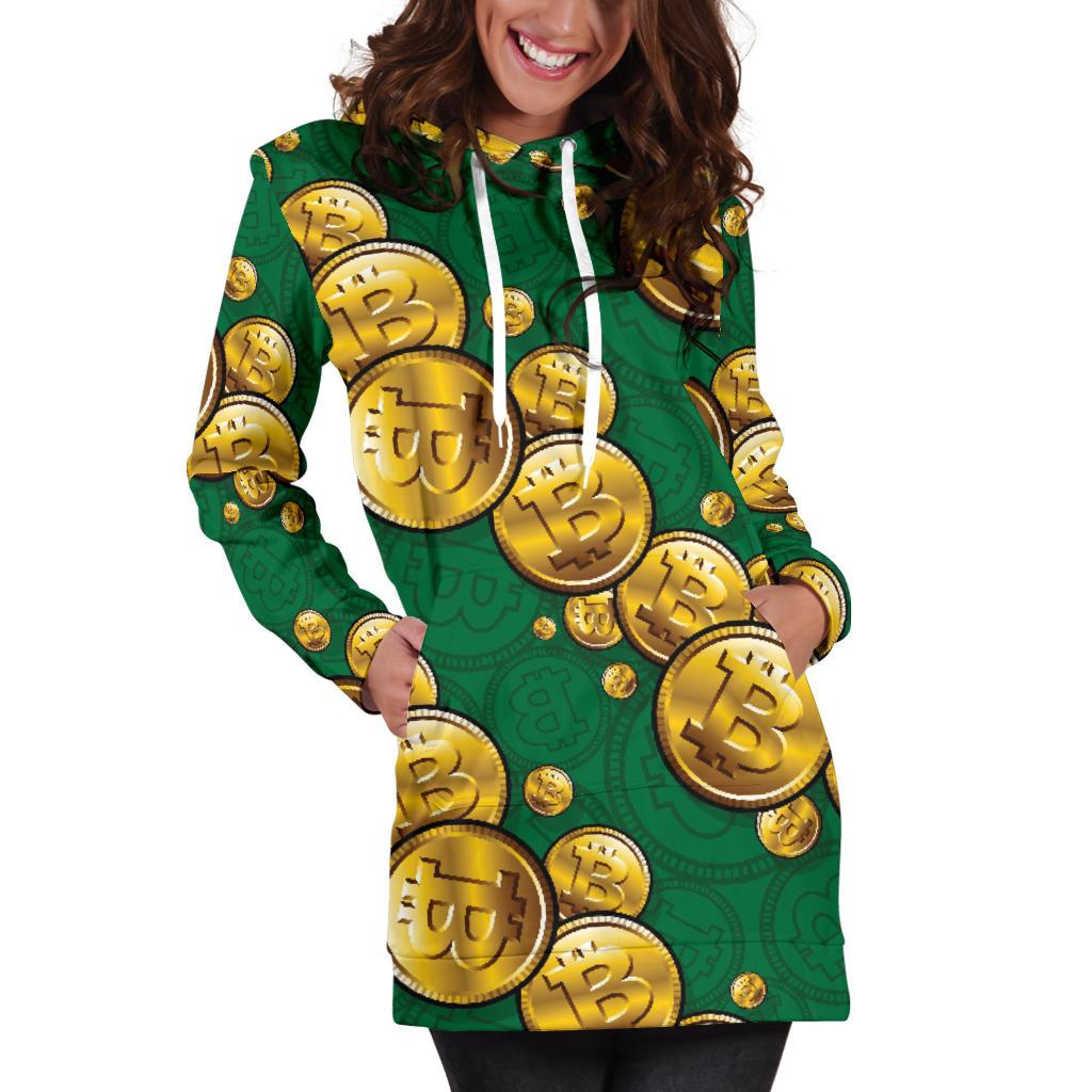 Bitcoin Pattern Print Design DO02 Women Hoodie Dress