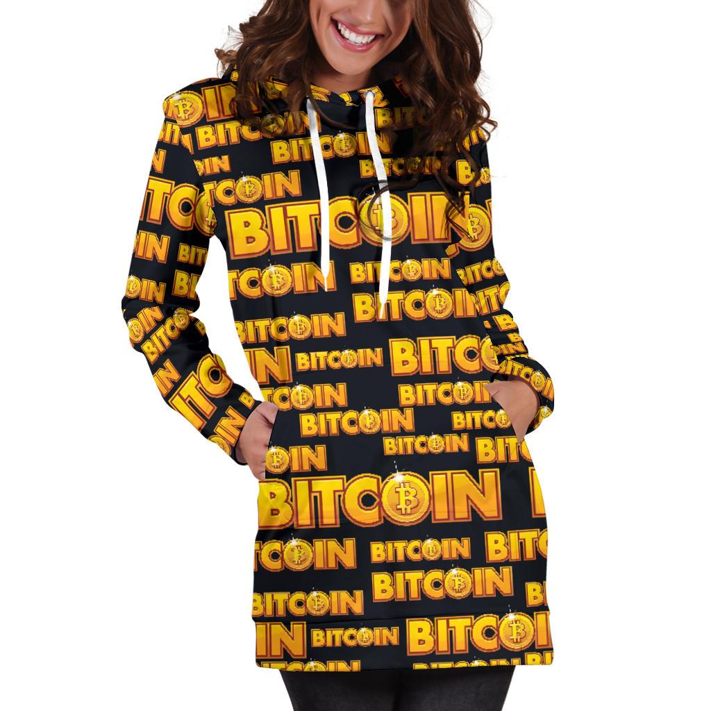 Bitcoin Pattern Print Design DO03 Women Hoodie Dress