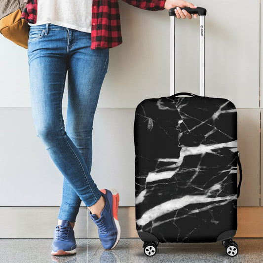 Black and White Marble Luggage Cover Protector