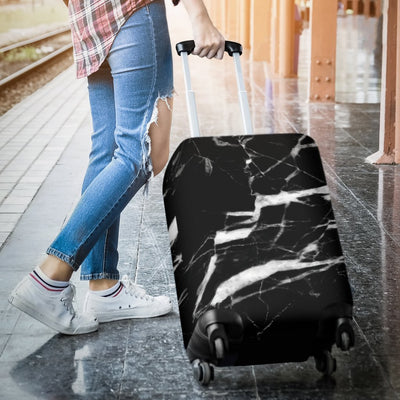 Black and White Marble Luggage Cover Protector