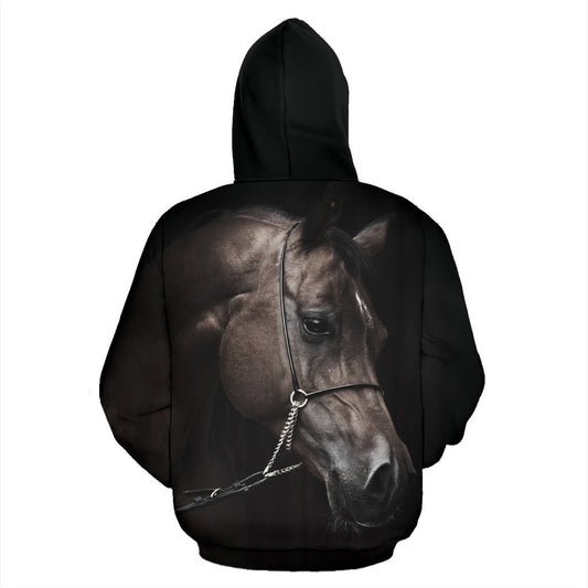 Black Horse Women Men Zip Up Hoodie