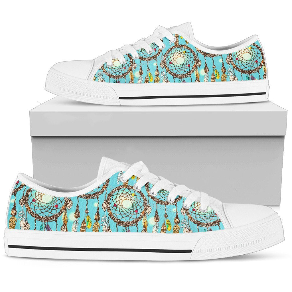 Blue Dream catcher Women Low Top Canvas Shoes