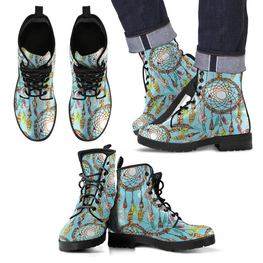 Blue Dream catcher Women & Men Leather Boots