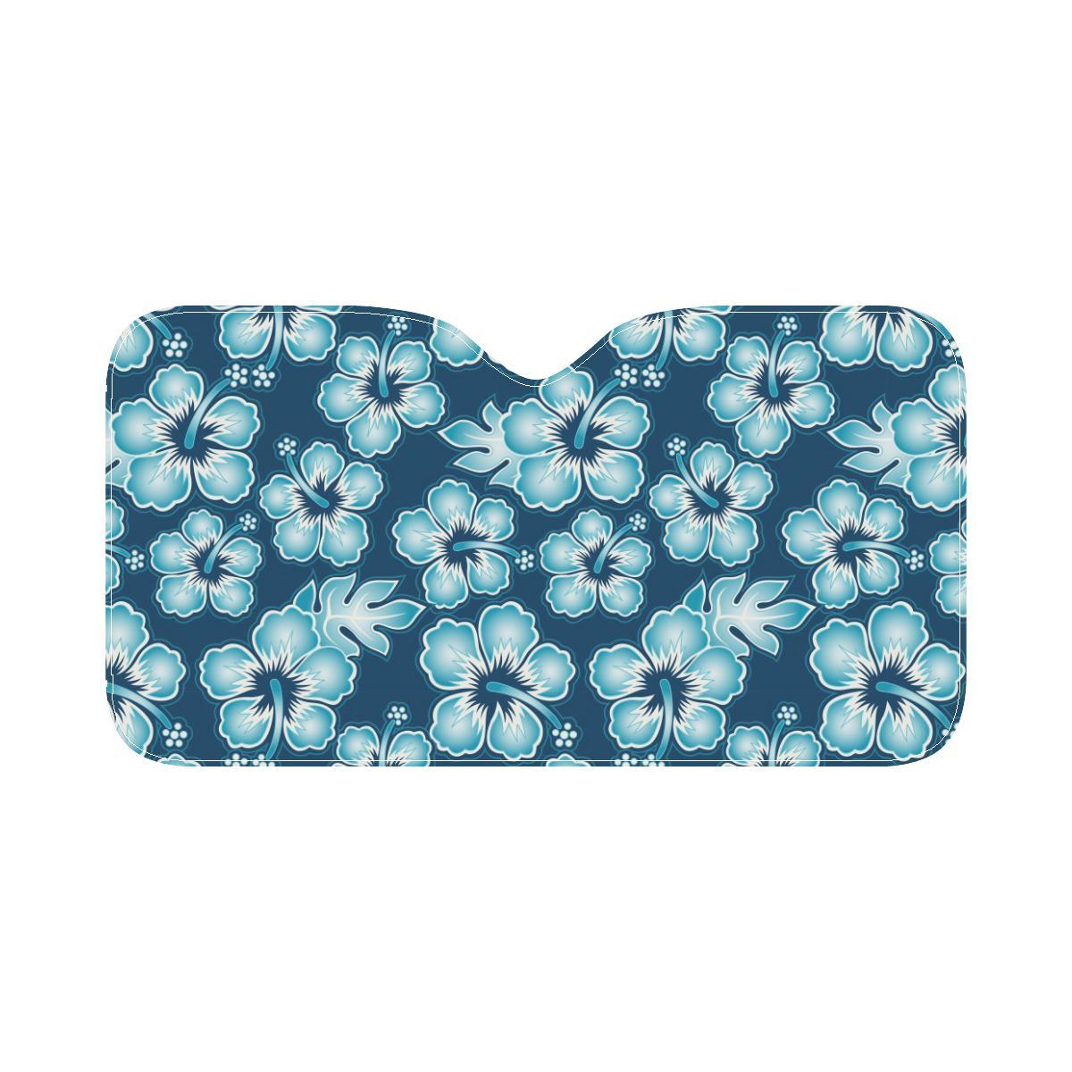 Blue Hibiscus Pattern Print Design HB011 Car Sun Shade-JorJune