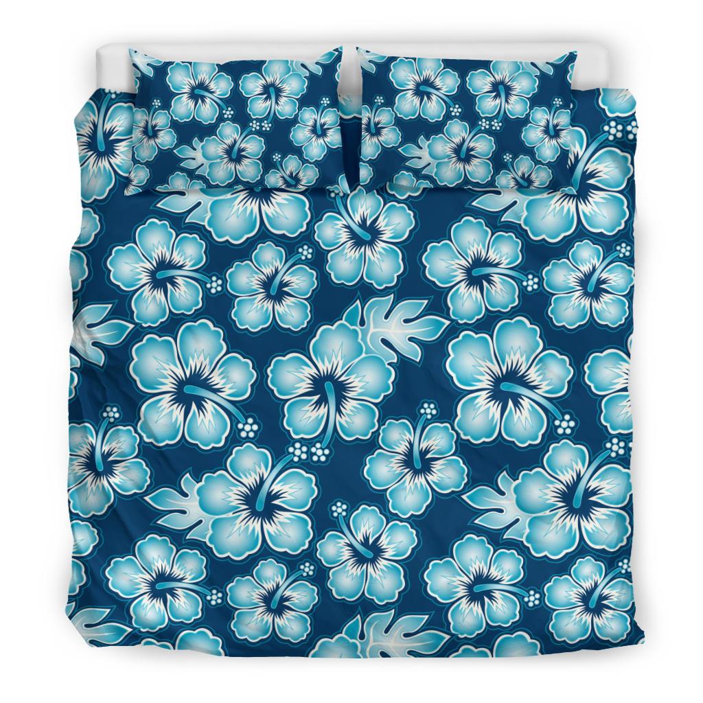 Blue Hibiscus Pattern Print Design HB011 Duvet Cover Bedding Set-JORJUNE.COM