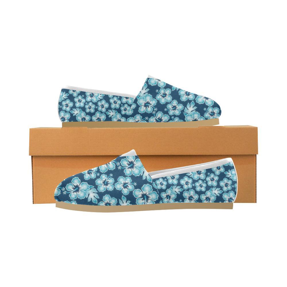 Blue Hibiscus Pattern Print Design HB011 Women Casual Shoes-JorJune.com