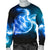 Blue Neon Sea Turtle Print Men Crewneck Sweatshirt