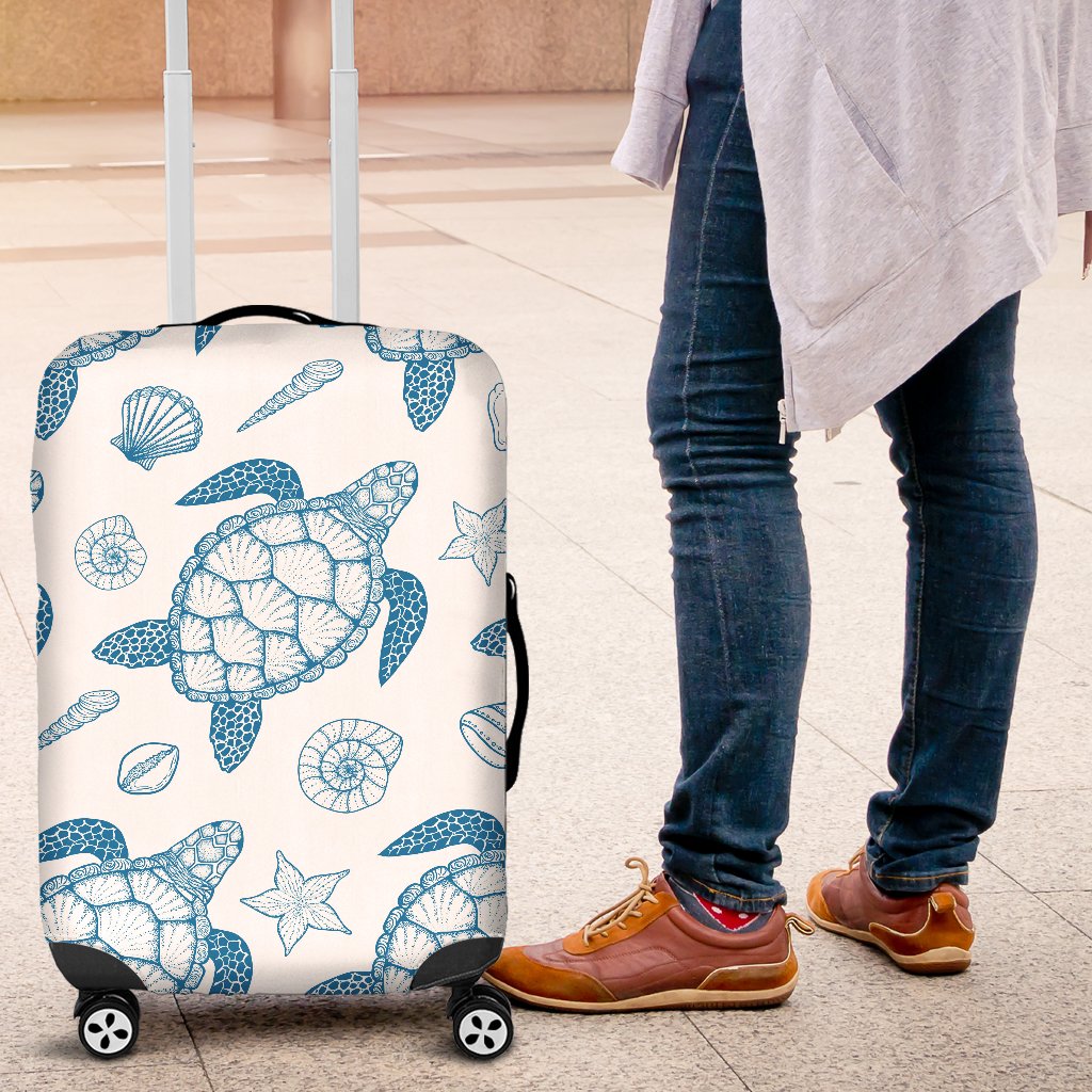 Blue Sea Turtle Pattern Luggage Cover Protector