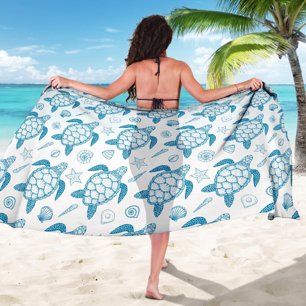 Blue Sea Turtle Pattern Beach Sarong Pareo Wrap