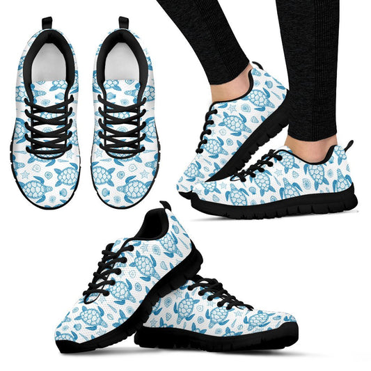 Blue Sea Turtle Pattern Women Sneakers