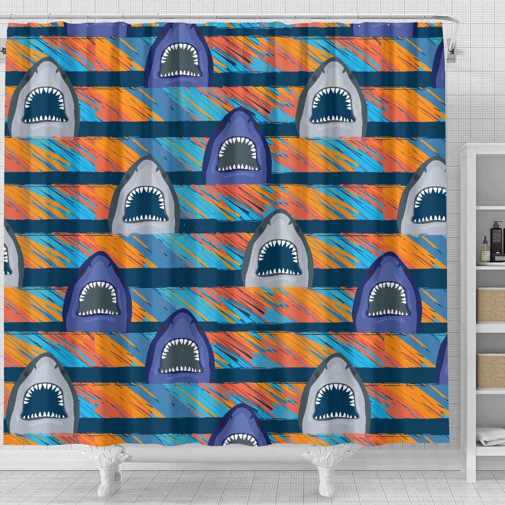 Blue Shark Pattern Shower Curtain