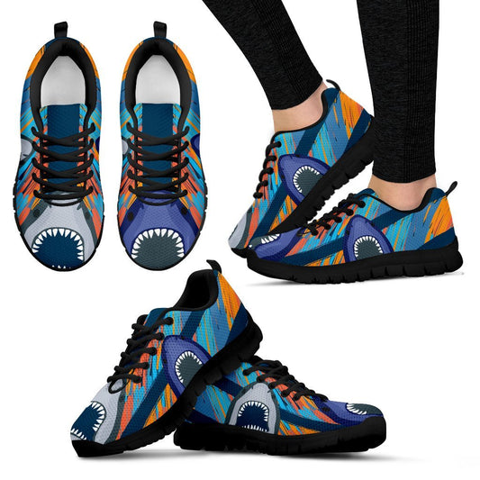 Blue Shark Pattern Women Sneakers