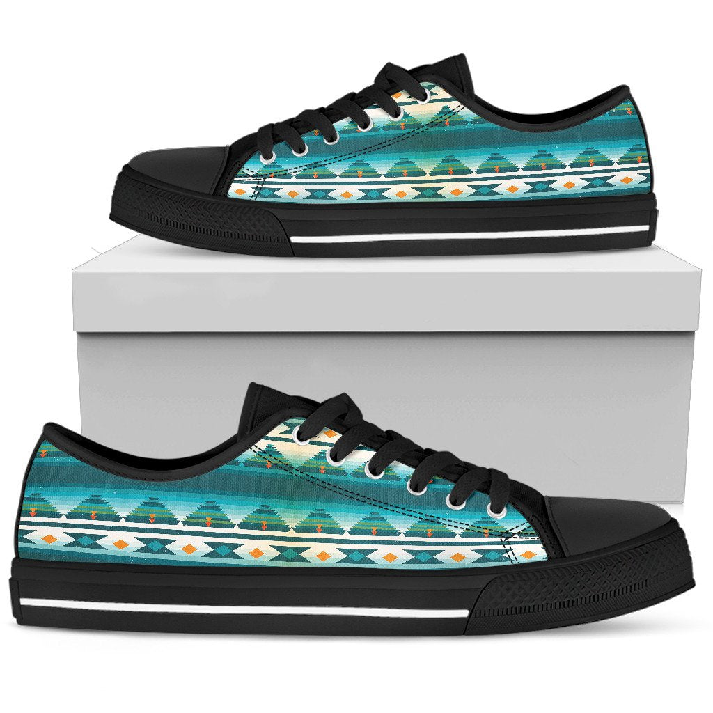 Blue Tribal Aztec Men Low Top Shoes