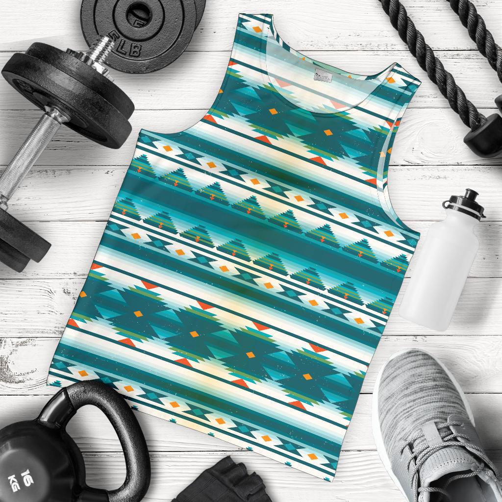 Blue Tribal Aztec Men Tank Top