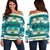 Blue Tribal Aztec Off Shoulder Sweatshirt