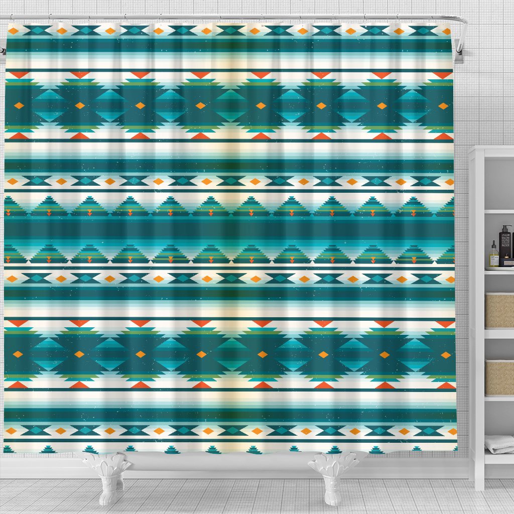 Blue Tribal Aztec Shower Curtain