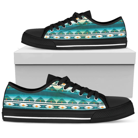 Blue Tribal Aztec Women Low Top Shoes