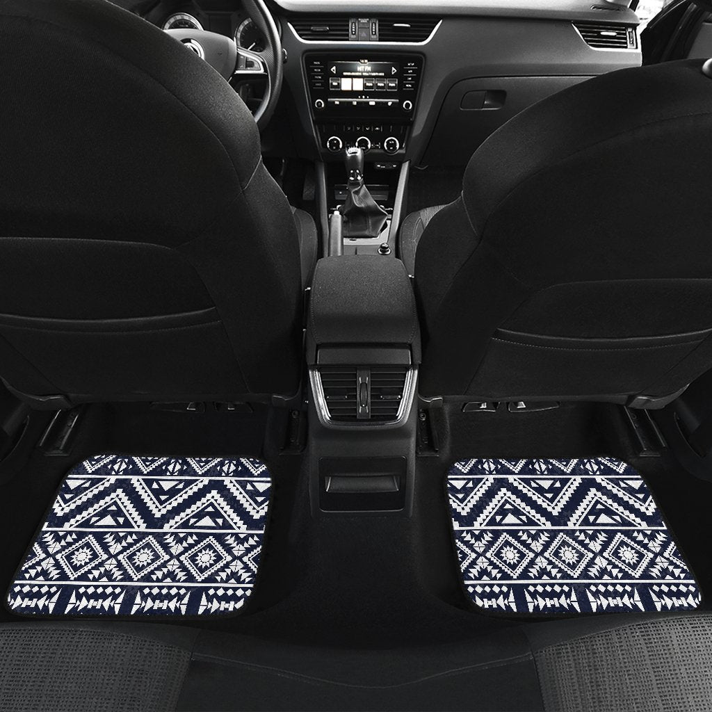Blue White Tribal Aztec Front and Back Car Floor Mats
