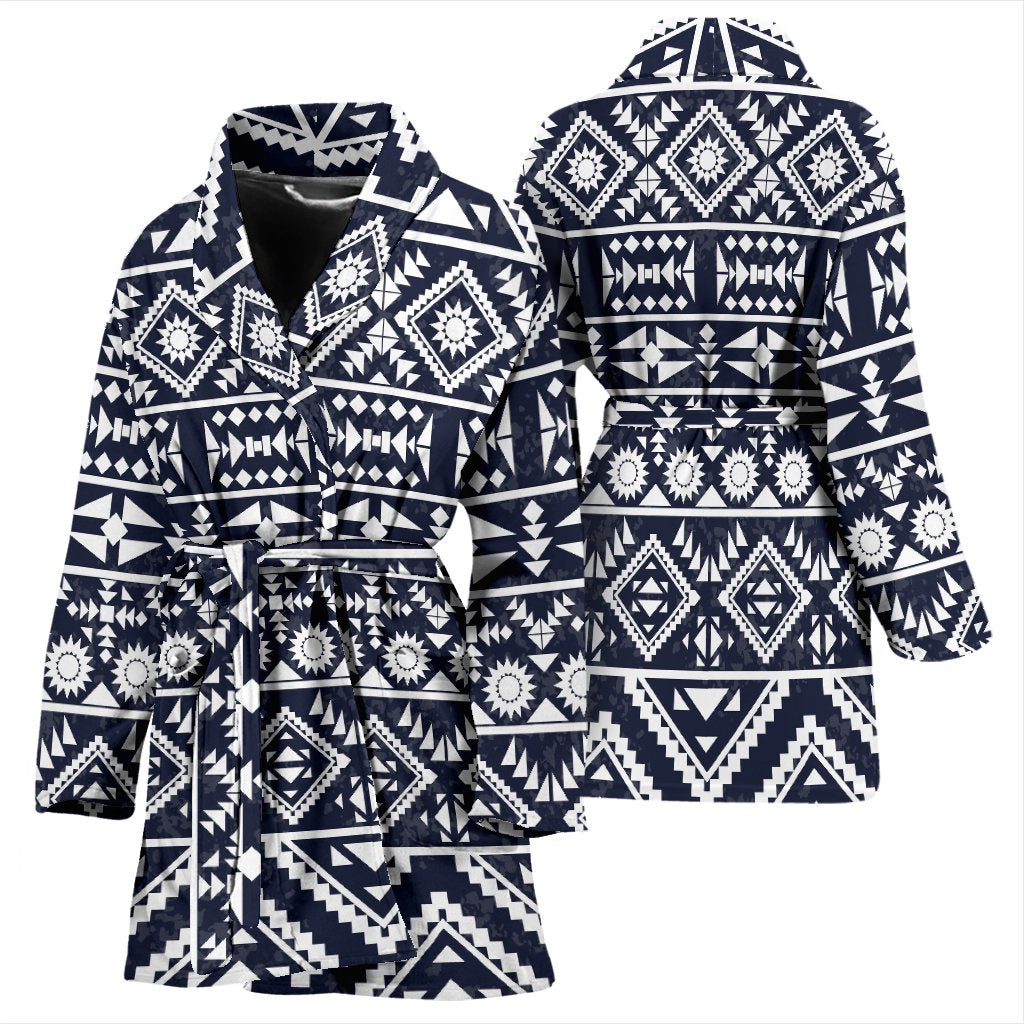 Blue White Tribal Aztec Women Bath Robe