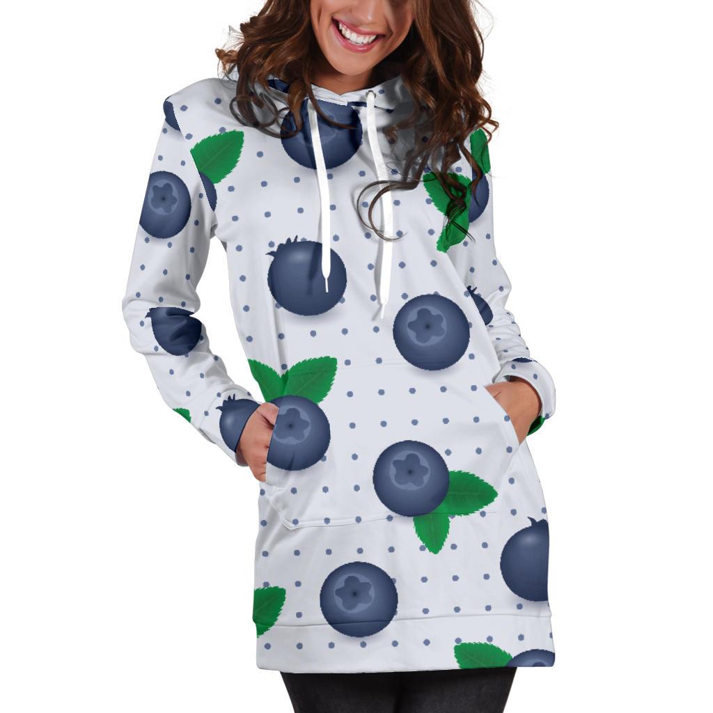 Blueberry Pattern Print Design BB02 Women Hoodie Dress