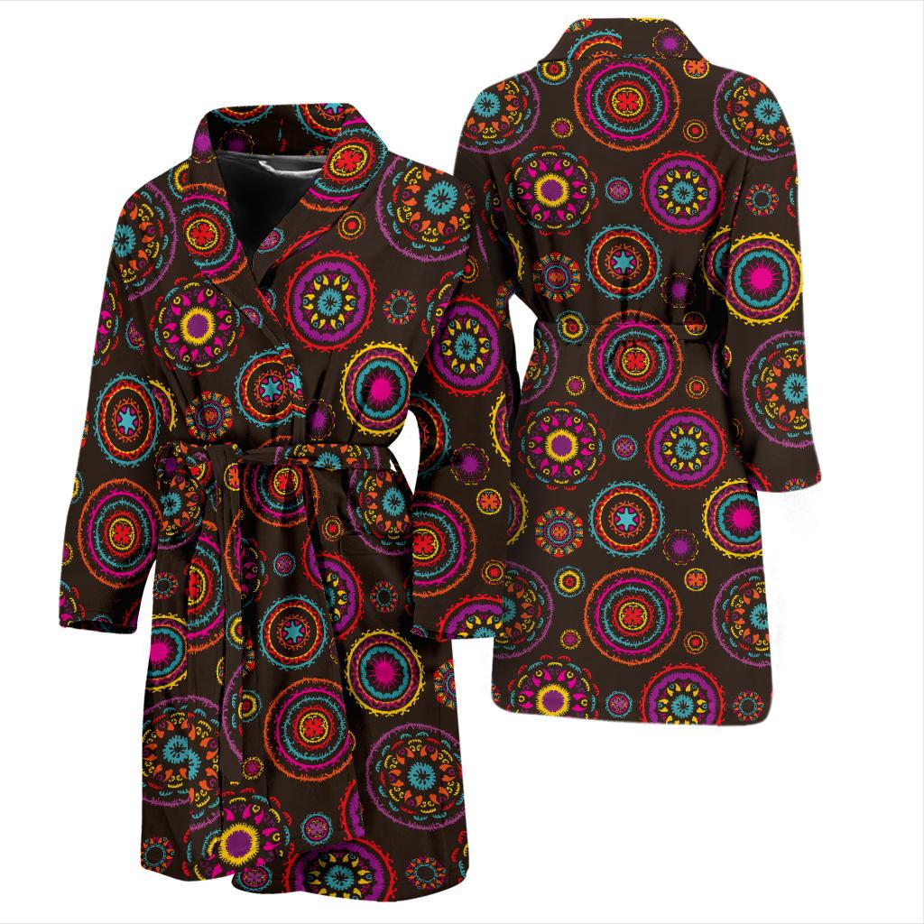 Bohemian Pattern Print Design 01 Men Bathrobe-JORJUNE.COM