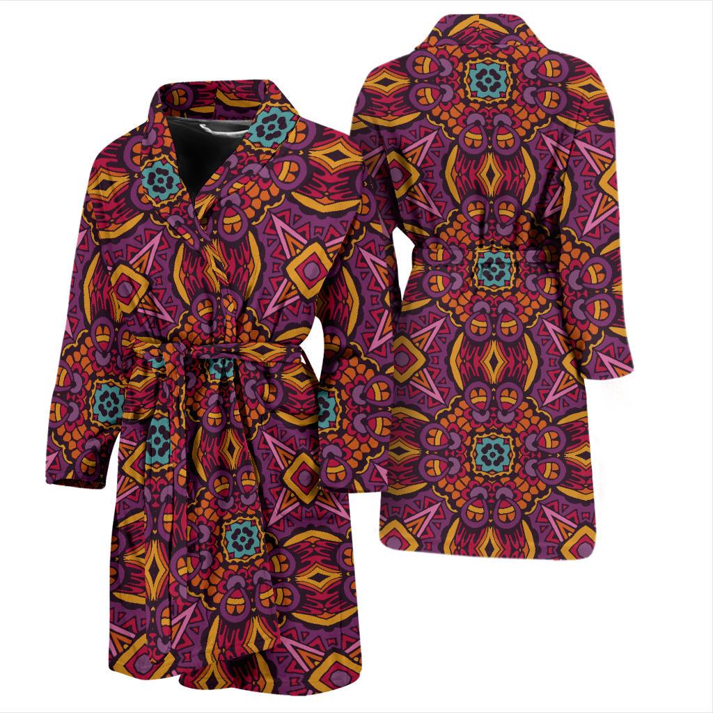 Bohemian Pattern Print Design 10 Men Bathrobe-JORJUNE.COM