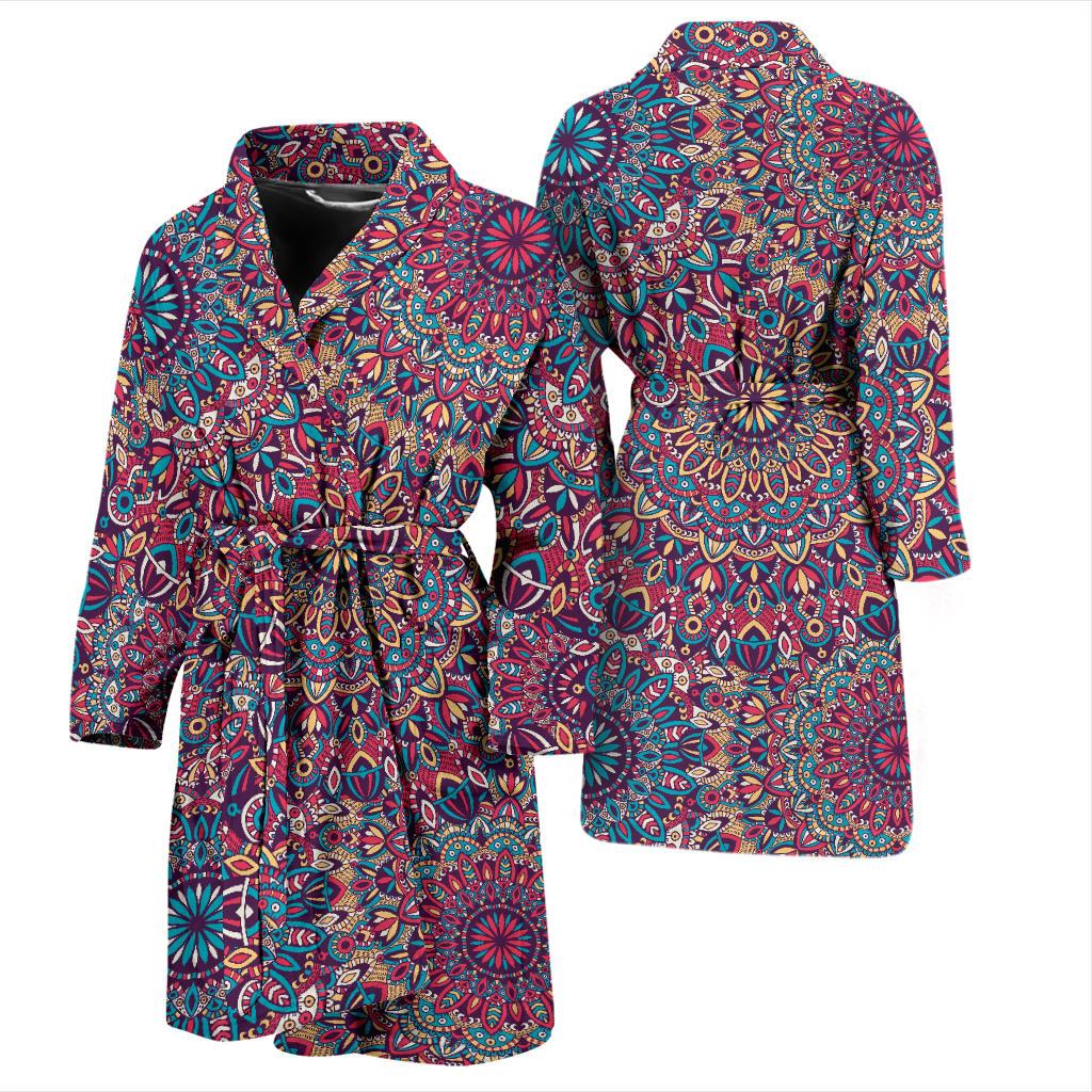 Boho Pattern Print Design 05 Men Bathrobe-JORJUNE.COM