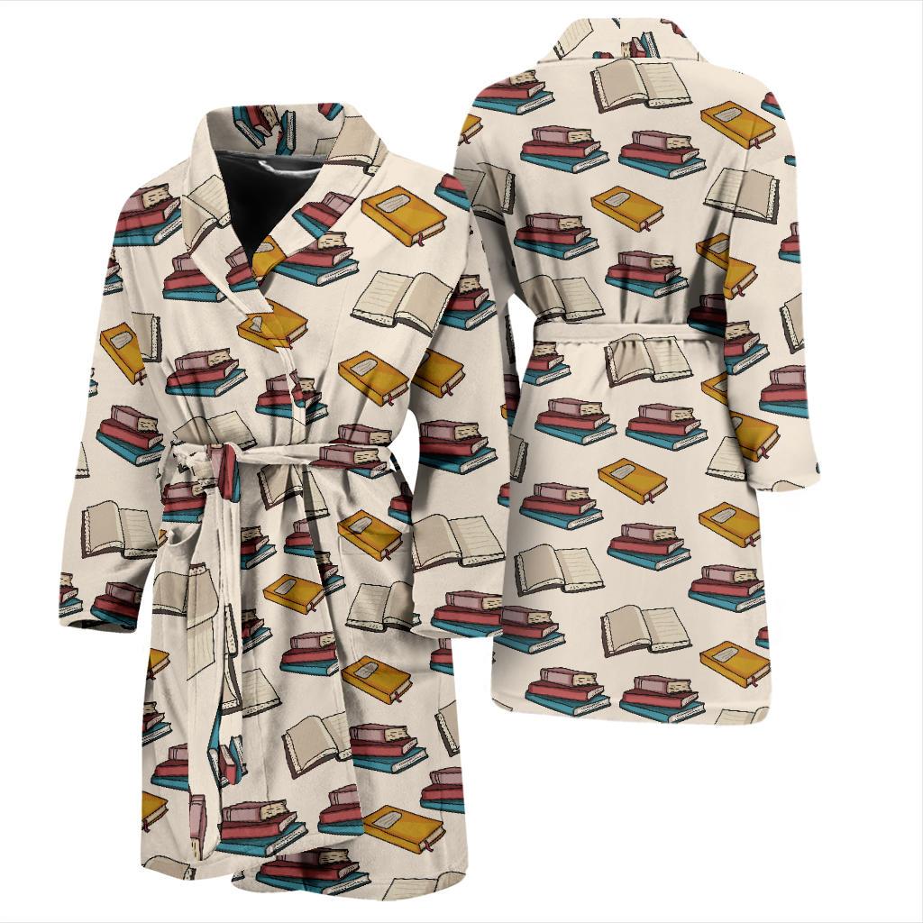 Book Pattern Print Design 04 Men Bathrobe-JORJUNE.COM