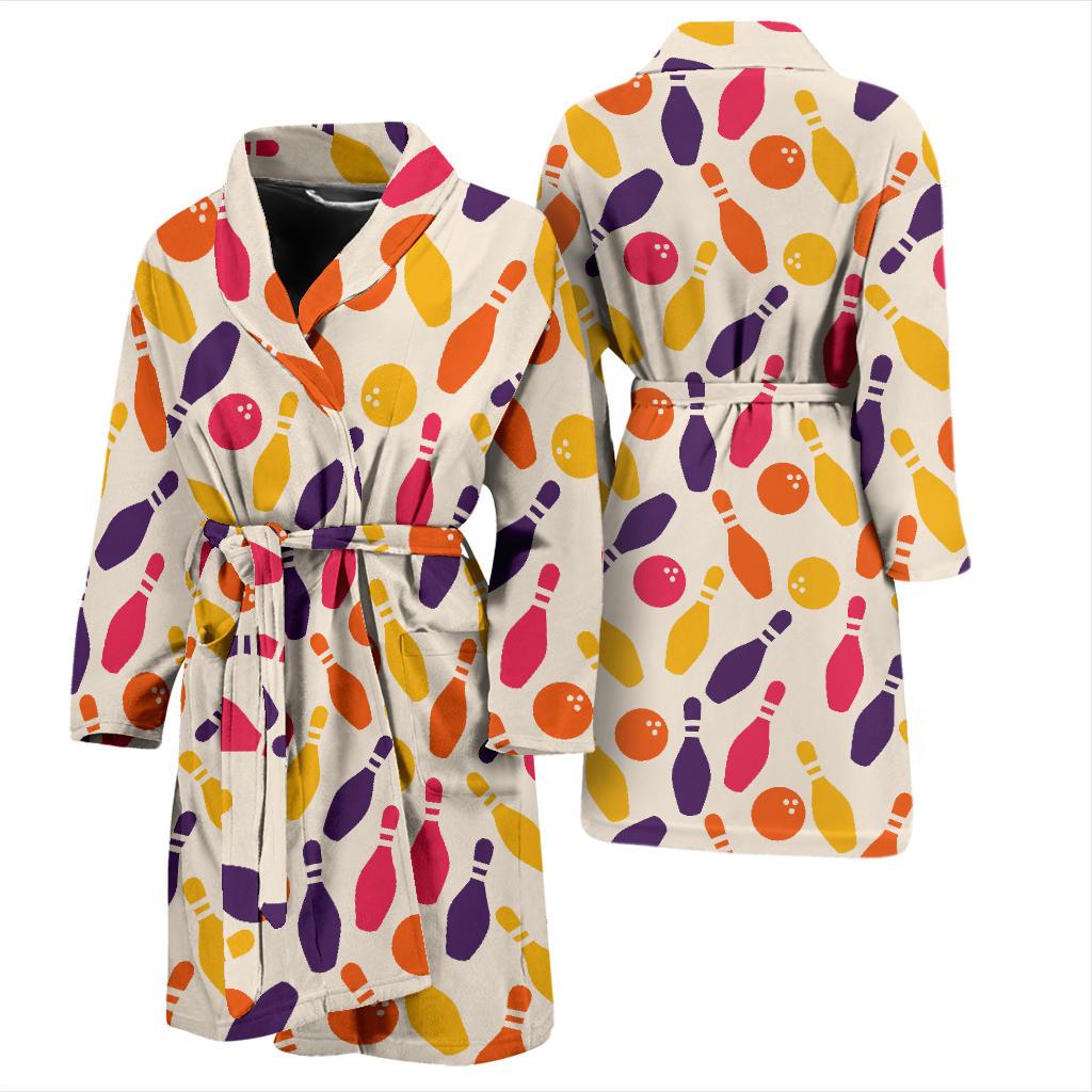 Bowling Pattern Print Design 06 Men Bathrobe-JORJUNE.COM