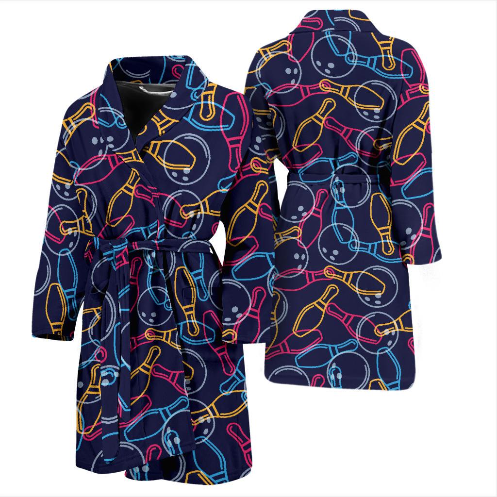 Bowling Pattern Print Design 07 Men Bathrobe-JORJUNE.COM