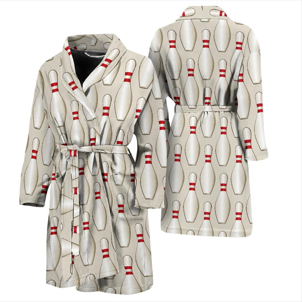 Bowling Pin Pattern Print Design 01 Men Bathrobe-JORJUNE.COM