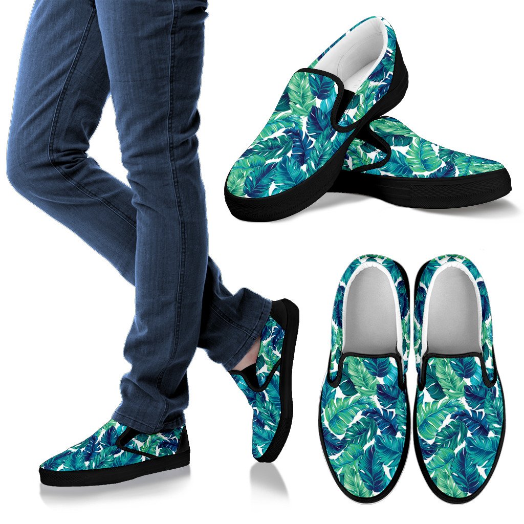 Brightness Tropical Palm Leaves Men Canvas Slip On Shoes