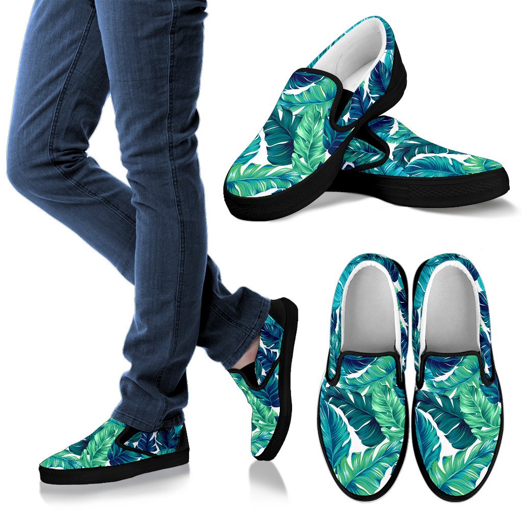 Brightness Tropical Palm Leaves Women Slip On Shoes