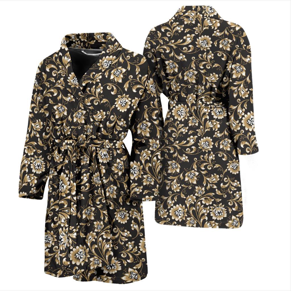 Brocade Pattern Print Design 03 Men Bathrobe-JORJUNE.COM