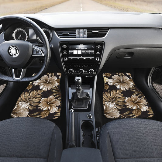 Brown Hibiscus Tropical Car Floor Mats