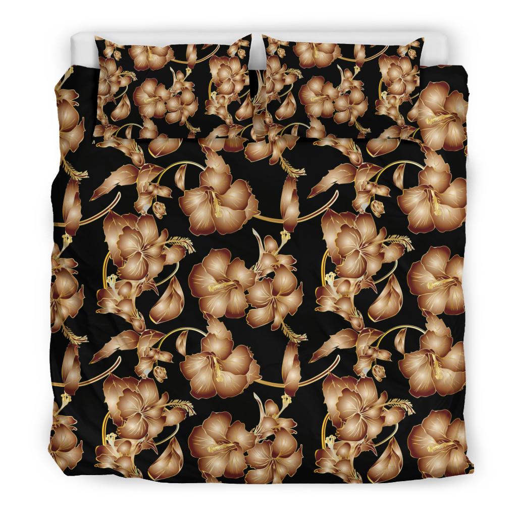 Brown Hibiscus Pattern Print Design HB06 Duvet Cover Bedding Set-JORJUNE.COM