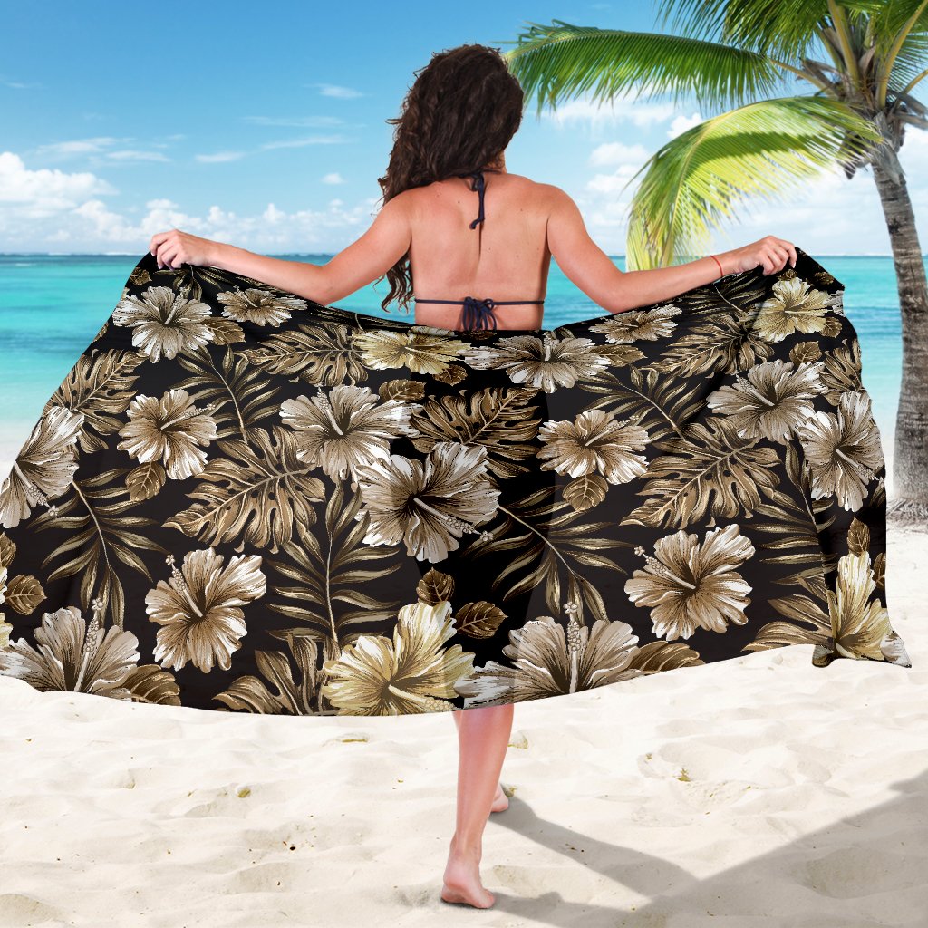 Brown Hibiscus Tropical Sarong Pareo Wrap