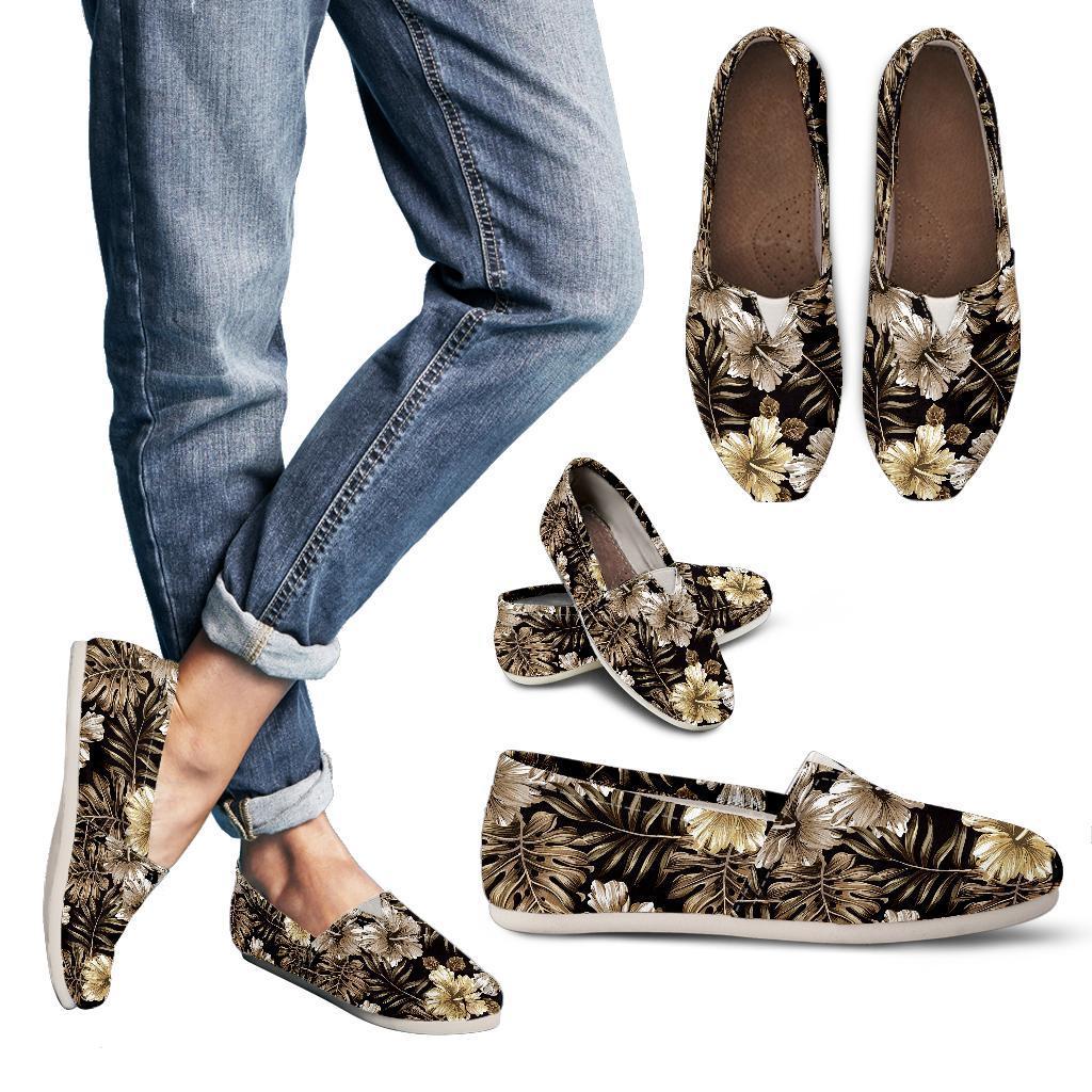 Brown Hibiscus Tropical Women Casual Shoes-JorJune.com