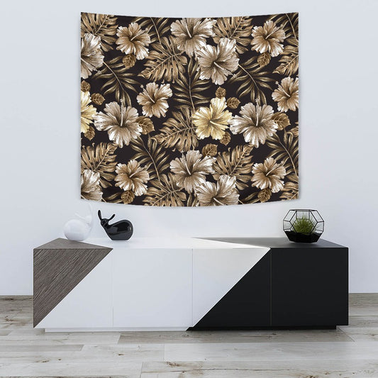 Brown Hibiscus Tropical Wall Tapestry