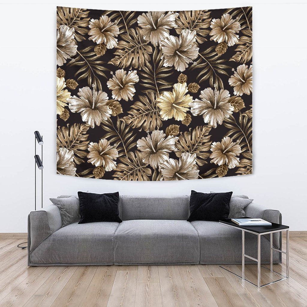 Brown Hibiscus Tropical Wall Tapestry