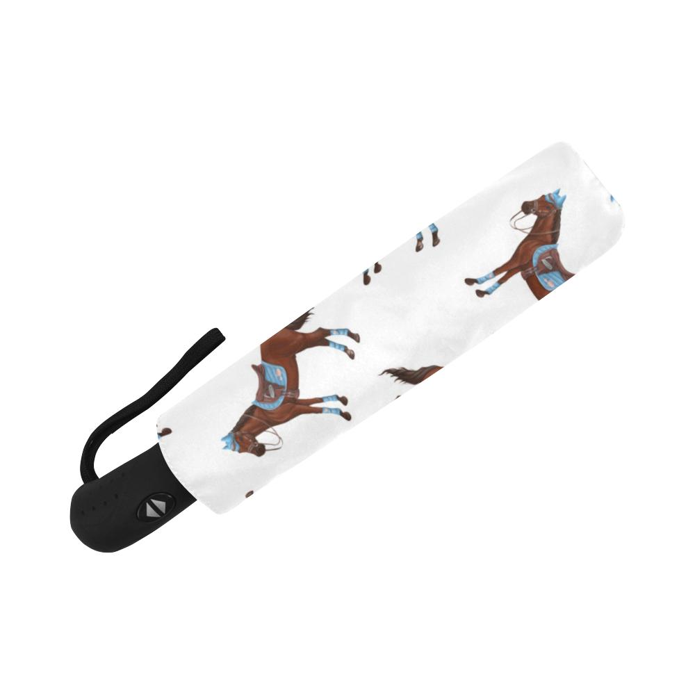 Brown Horse Pattern Automatic Foldable Umbrella