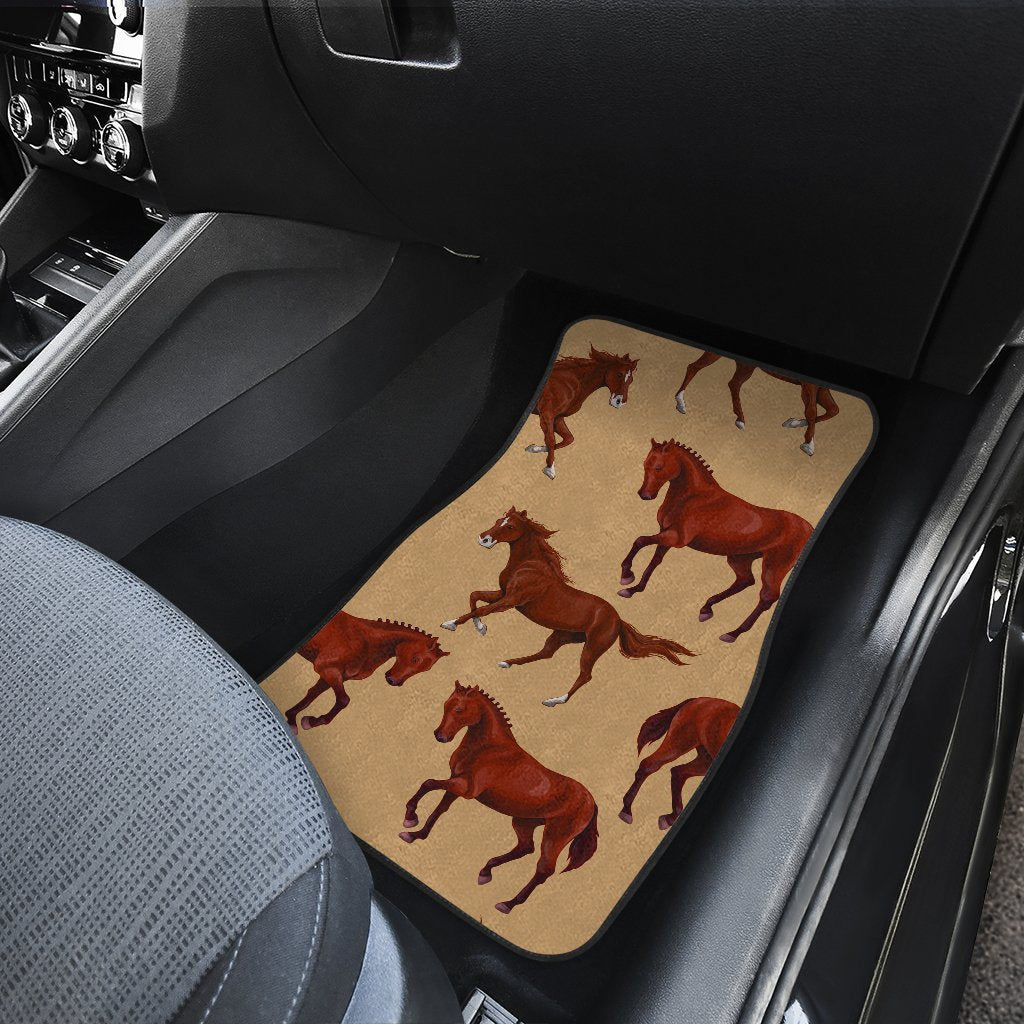 Brown Horse Print Pattern Car Floor Mats