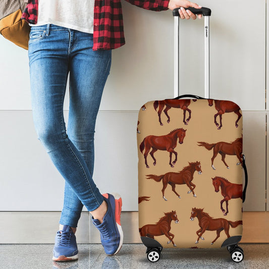 Brown Horse Print Pattern Luggage Cover Protector